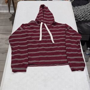 Active USA Maroon and White Striped Hooded Sweatshirt